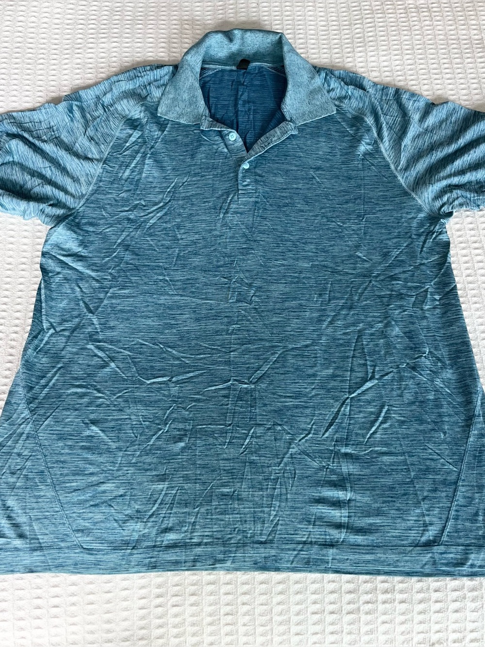 lululemon athletica Men's Teal-Blue Heather Polo XXL